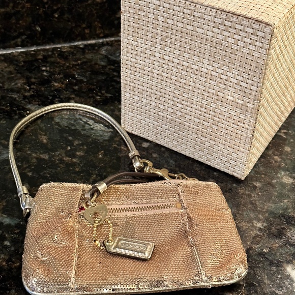 COACH wristlet, gold sequin, sparkle - Picture 2 of 2